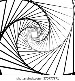 Abstract monochrome square element with rotating distortion effect