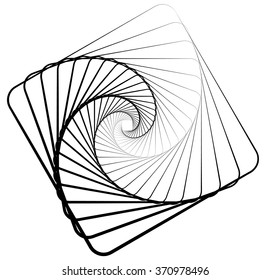 Abstract monochrome square element with rotating distortion effect