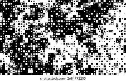 Fundo de arte de pixel quadrado monocromático.  Ideal para tecnologia, design digital, moderno, banners de sites ou conceitos futuristas.