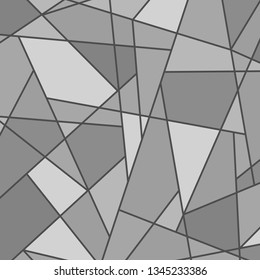 Abstract monochrome stained-glass window. Square geometric pattern on isolation background. Print for textiles, banners and posters. Decorative style. Universal texture. Black and white illustration