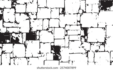 Abstract Monochrome Stone Pattern, A High-Contrast Vector Illustration of Irregular Geometric Shapes Forming a Textured, Rock-like Surface