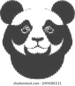 Abstractas representación hexagonal a rayas monocromáticas de un panda.