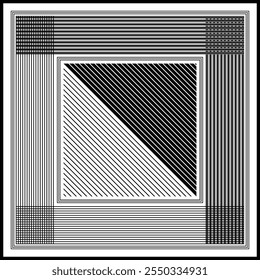 Bufanda de patrón de rayas monocromáticas abstractas