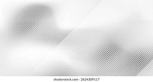 Abstractas textura monocromática con patrones de puntos circulares en tonos grises. Ilustración vectorial