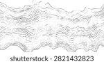 Abstract monochrome texture with flowing wavy distortion lines across the top and dense cracked, rocky patterns below, resembling eroded terrain or seismic layers, distressed grunge style background.