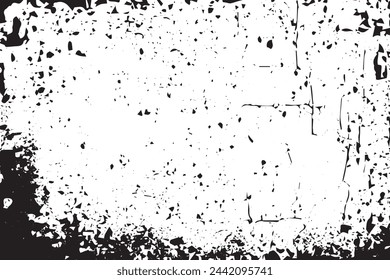 Abstract Monochrome Texture: Grunge Black  White with Dust, Chips, and Scratches on White Background