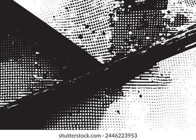 Abstract Monochrome Texture: Grunge Black  White Pattern of Dust, Chips, and Ink Spots on White Background	