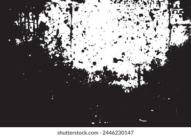 Abstract Monochrome Texture: Grunge Black  White Pattern of Dust, Chips, and Ink Spots on White Background