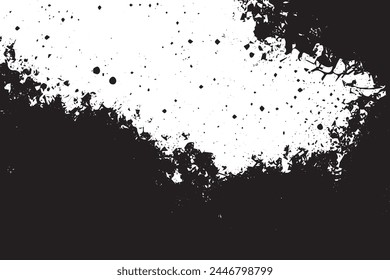 Abstract Monochrome Texture: Grunge Black  White Pattern of Dust, Chips, and Ink Spots on White Background