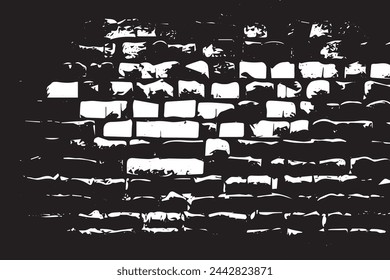 Abstract Monochrome Texture Grungy Black and White Pattern with cracks, scuffs, chips, stains, ink spots, lines and Texture Elements for Dark Design Background
