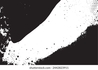 Abstract Monochrome Texture Grungy Black and White Pattern with cracks, scuffs, chips, stains, ink spots, lines and Texture Elements for Dark Design Background