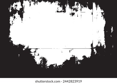 Abstract Monochrome Texture Grungy Black and White Pattern with cracks, scuffs, chips, stains, ink spots, lines and Texture Elements for Dark Design Background