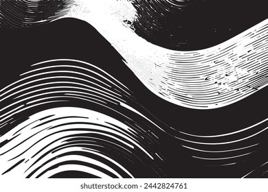 Abstract Monochrome Texture Grungy Black and White Pattern with cracks, scuffs, chips, stains, ink spots, lines and Texture Elements for Dark Design Background