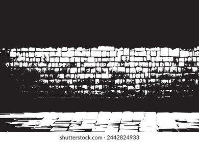 Abstract Monochrome Texture Grungy Black and White Pattern with cracks, scuffs, chips, stains, ink spots, lines and Texture Elements for Dark Design Background