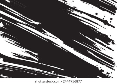 Abstract Monochrome Texture Grungy Black and White Pattern with cracks, scuffs, chips, stains, ink spots, lines and Texture Elements for Dark Design Background
