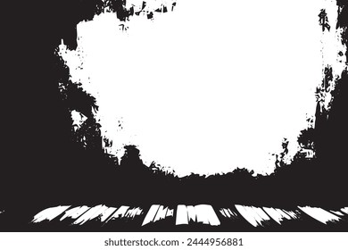 Abstract Monochrome Texture Grungy Black and White Pattern with cracks, scuffs, chips, stains, ink spots, lines and Texture Elements for Dark Design Background
