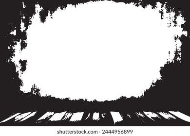 Abstract Monochrome Texture Grungy Black and White Pattern with cracks, scuffs, chips, stains, ink spots, lines and Texture Elements for Dark Design Background

