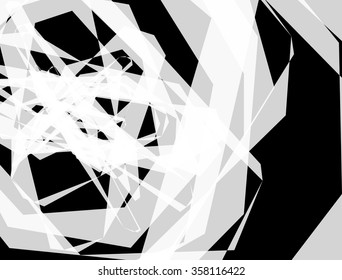 Abstract monochrome texture with overlapping angular, edgy shapes. Vector