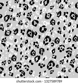 Abstract monochrome textured pattern. Gray animal skin. Leopard seamless print.