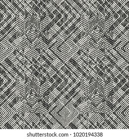 Abstract Monochrome Twisted Zigzag Graphic Motif Complexity Textured Background. Seamless Pattern.