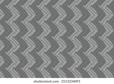 Abstract Monochrome Twisted Zigzag Graphic Motif Variegated Textured Background. Seamless Pattern.