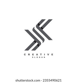 Abstract monochrome two arrow forward and backward logo design for your brand or business
