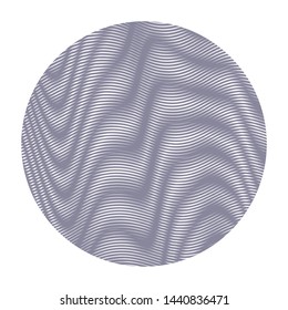Abstract monochrome vector circle form with wavy lines with moire effect isolated on white. Can be used as design of books, websites, accessories for phones and tablet, title, image for blog.