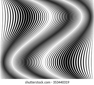 Abstract monochrome vector with distortion, deformation effect.