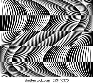Abstract monochrome vector with distortion, deformation effect.