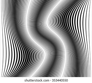 Abstract monochrome vector with distortion, deformation effect.