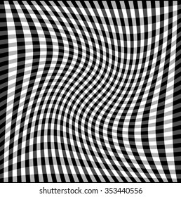 Abstract monochrome vector with distortion, deformation effect.