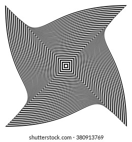 Abstract monochrome vector graphic with deformation on squares