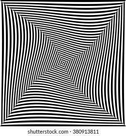 Abstract monochrome vector graphic with deformation on squares