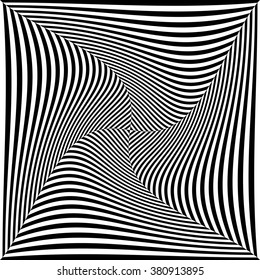 Abstract monochrome vector graphic with deformation on squares