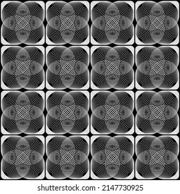 Abstrakte monochrome Vektorgrafiken mit digitalem Übergangseffekt. Brutalistisches futuristisches Muster mit verzerrten geometrischen Formen, zufälligen Formen und schwarz-weißen Farben. 