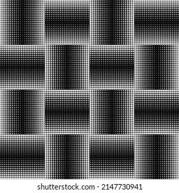 Abstract monochrome vector graphics with digital transition effect. Brutalist style futuristic pattern built with distorted geometric shapes, random forms, and black and white colors. 