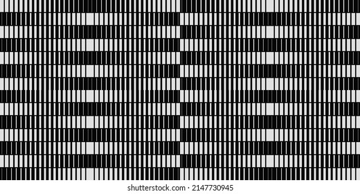Abstract monochrome vector graphics with digital transition effect. Brutalist style futuristic pattern built with distorted geometric shapes, random forms, and black and white colors. 