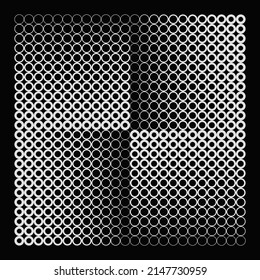 Abstract monochrome vector graphics with digital transition effect. Brutalist style futuristic pattern built with distorted geometric shapes, random forms, and black and white colors. 