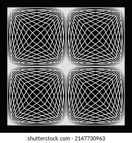 Abstract monochrome vector graphics with digital transition effect. Brutalist style futuristic pattern built with distorted geometric shapes, random forms, and black and white colors. 