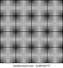 Abstract monochrome vector graphics with digital transition effect. Brutalist style futuristic pattern built with distorted geometric shapes, random forms, and black and white colors. 