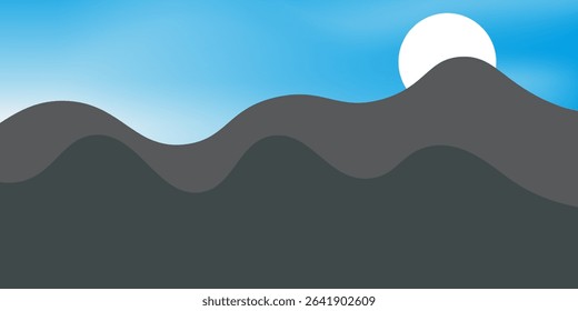 abstract monochrome vector landscape with mountains, hand drawn illustration