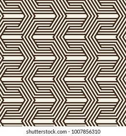 Abstract monochrome vintage seamless pattern with repeating geometric traceries consisting of lines in minimalistic style vector illustration