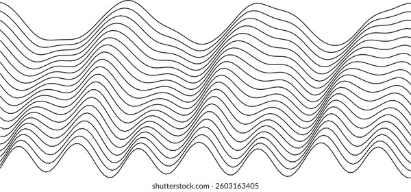 Abstract monochrome wave pattern for modern design and decoration projects.