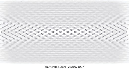 Abstract monochrome wavy optical line pattern background with moire interference effect, geometric halftone vector illustration for modern banner and presentation cover