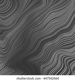 Abstract monochrome wavy vector background. Abstract optical illusion. 