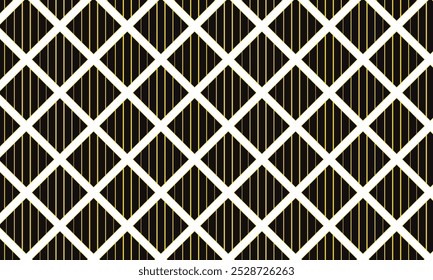 abstraktes monochromes gelbes Linienmuster auf dunklem Rhombus kann im Hintergrund verwendet werden.