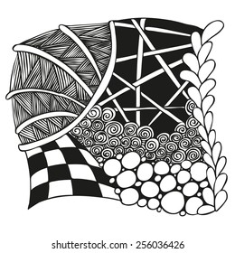 Abstract monochrome zentangle ornamen - hand drawn