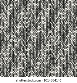 Abstract Monochrome Zigzag Motif Mottled Textured Background. Seamless Pattern.