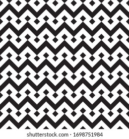 Abstract monochrome zigzag and rhombus pattern background vector.Seamless geometric pattern background with chevron pattern.Black and white