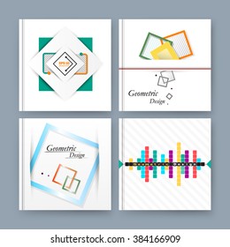 Abstract monogram composition, business card set, info text, elegant geometric shapes, font texture, brochure title sheet, creative logo figure icon, flyer fiber, brand trademark, EPS10 banner form